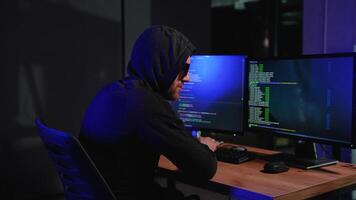 Dangerous Hooded Hacker Breaks into Government Data Servers and Infects Their System with a Virus video