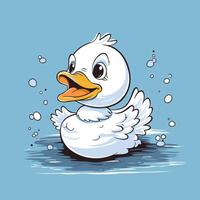 A cartoon duck floating in the water vector