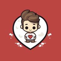 A cartoon boy holding a heart with a heart on it vector