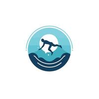 A man is swimming in the ocean in a circle vector