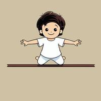 A cartoon boy sitting on a ledge vector