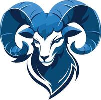 A ram head with blue horns on a white background vector