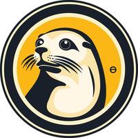 A seal in a circle with a yellow background vector