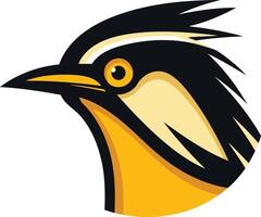 A yellow and black bird with a long mohawk vector