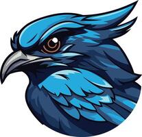 A blue bird head with a long beak vector