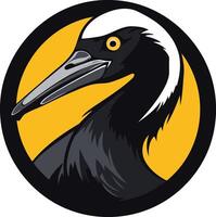 A black and yellow bird with a long beak vector