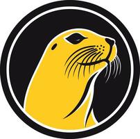 A seal head in a circle with a black background vector