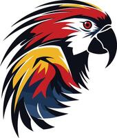 A parrot head with colorful feathers vector