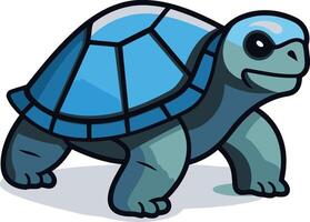 A cartoon turtle with blue eyes and a black shell vector