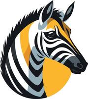 A zebra head with a yellow and black stripe vector