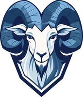A ram head with horns and a blue background vector