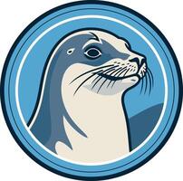 A seal head in a circle on a white background vector