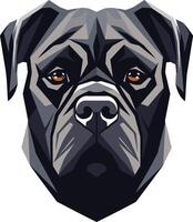 The head of a dog is shown in a low poly style vector