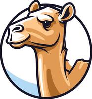 A camel head in a circle on a white background vector