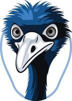An emu head with a blue background vector