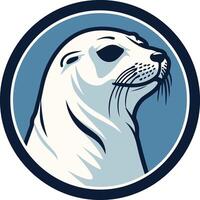 A seal head in a circle on a white background vector
