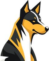 A dog with a black and yellow face vector