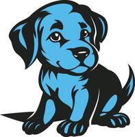 A blue puppy dog sitting down on a white background vector
