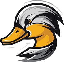 A duck head with a long beak and yellow beak vector