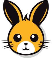 A cartoon rabbit head with black ears and a yellow face vector