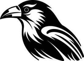 A black and white raven head on a white background vector