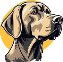 A dog head with a yellow circle in the middle vector
