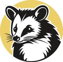 An opossum head in a circle vector