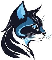A black and blue cat head with blue eyes vector