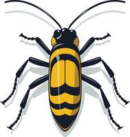 A black and yellow bug with a yellow stripe vector