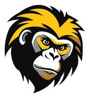 The head of a gorilla is shown in a black and yellow color scheme vector