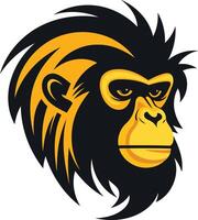 A monkey head with a black and yellow color scheme vector