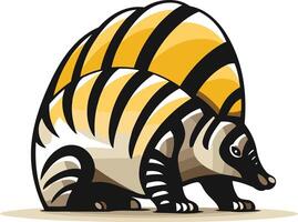 An armadillo with stripes on its back vector