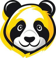 A panda bear head with a yellow and black background vector
