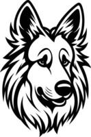 A black and white drawing of a dog's head vector