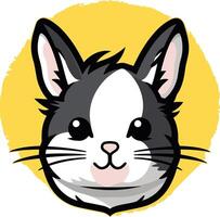 A cartoon rabbit head with a yellow circle vector