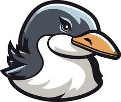 A penguin head with a beak and long beak vector