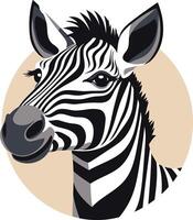 A zebra head with a round background vector