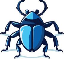 A blue beetle with large legs and long antennae vector