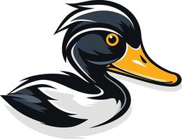 A duck with a long beak and yellow beak vector