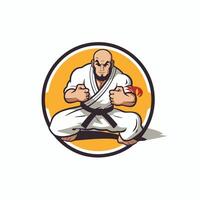 A man in karate gear with a red fist vector