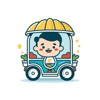 A cartoon character driving a tuk tuk vector