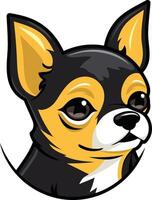 A cartoon chihuahua dog with a black and yellow face vector