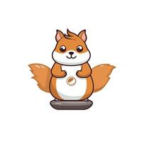 A cartoon squirrel standing on a scale vector