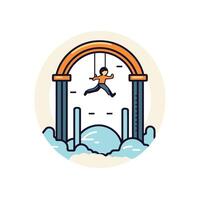 A man is swinging on a swing in the air vector