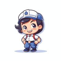 A cartoon character of a boy in a police uniform vector