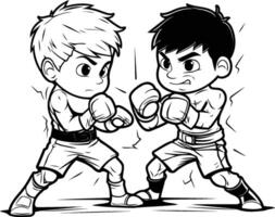 Boxing coloring pages for kids vector