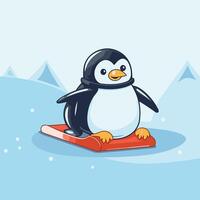 Penguin on a sled illustration vector