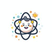 A cartoon character with an atom in the background vector