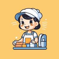 A cartoon character with a hat and apron vector