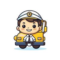 A cartoon school bus driver with a uniform and tie vector